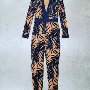 Stylish Tan and Black Jumpsuit